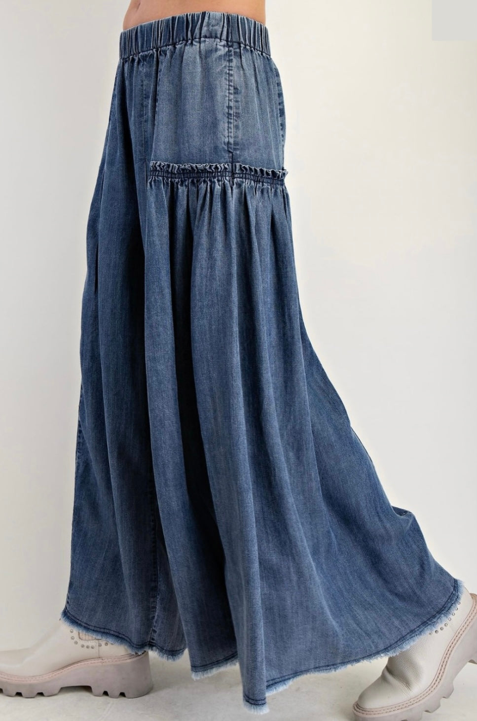 Washed Wide Leg Palazzo Pant - 2 Colors