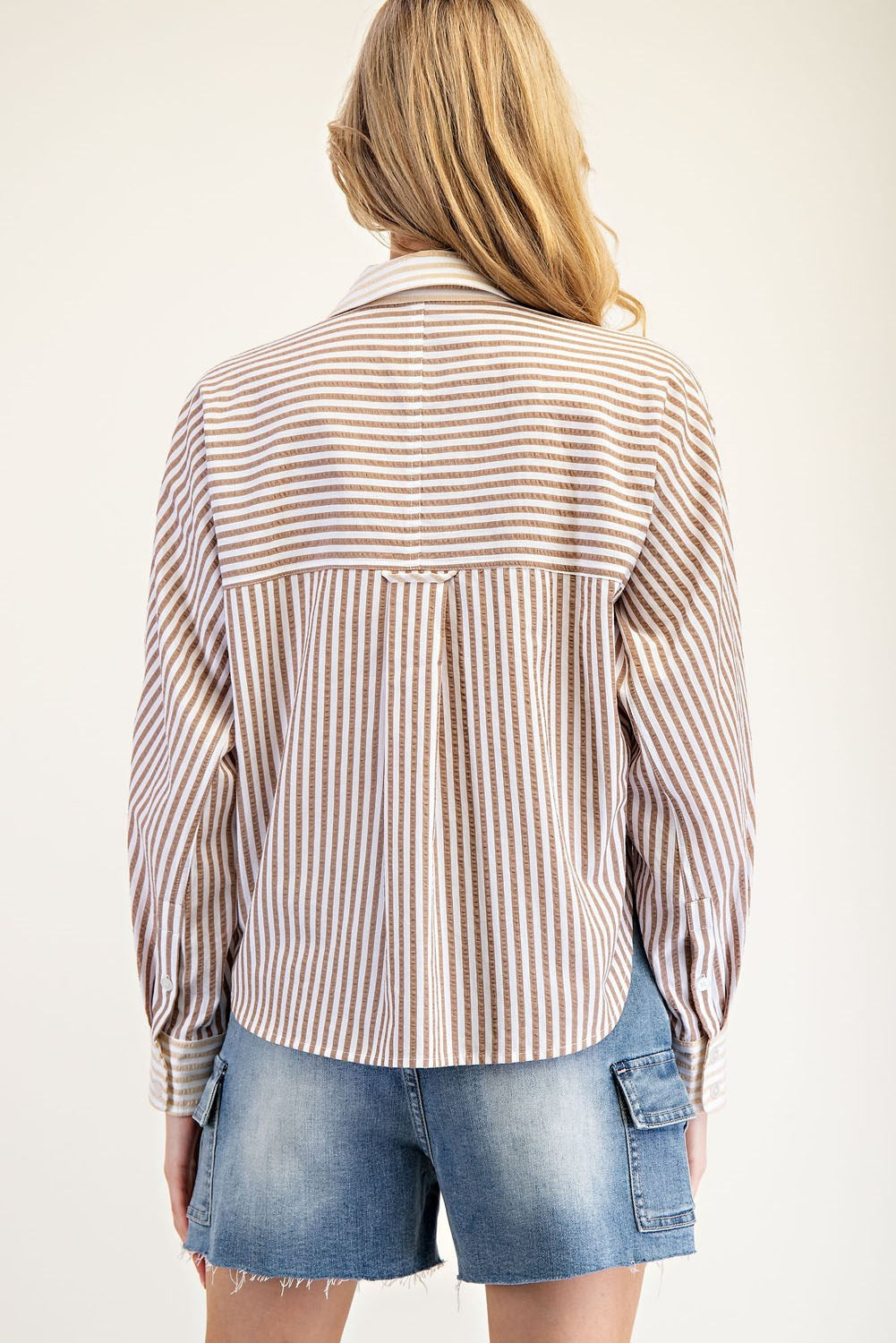 Striped Colorblock Button Down Shirt
