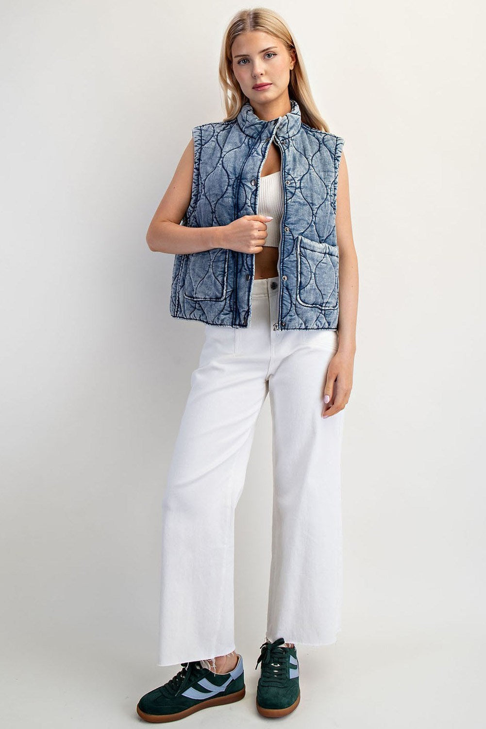 Quilted Denim Vest
