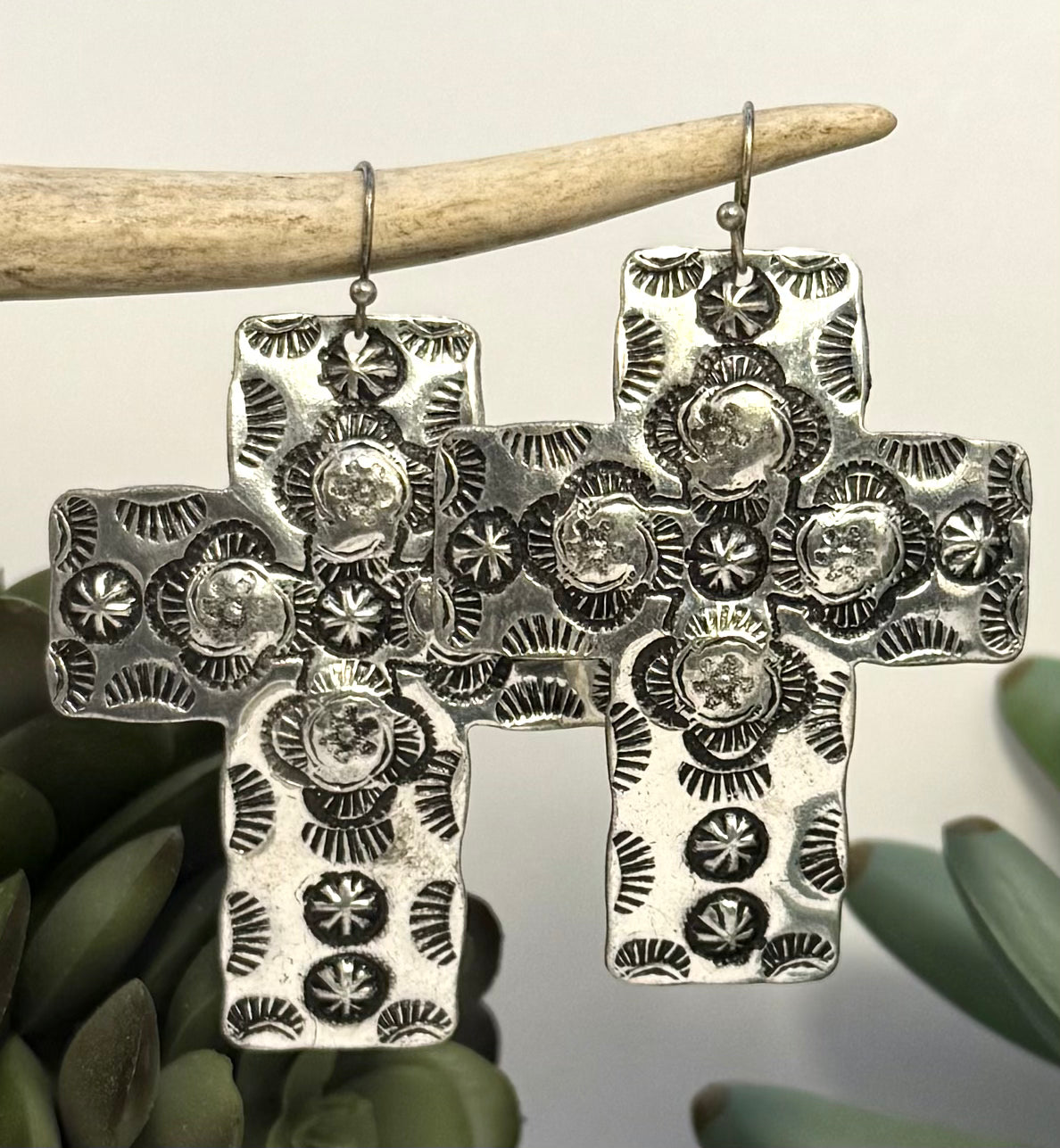 Large Western Cross Earrings