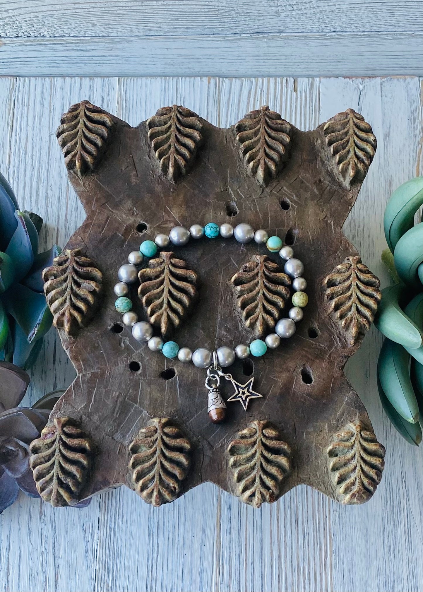 Silver Pearl & Peruvian Stretch Bracelet