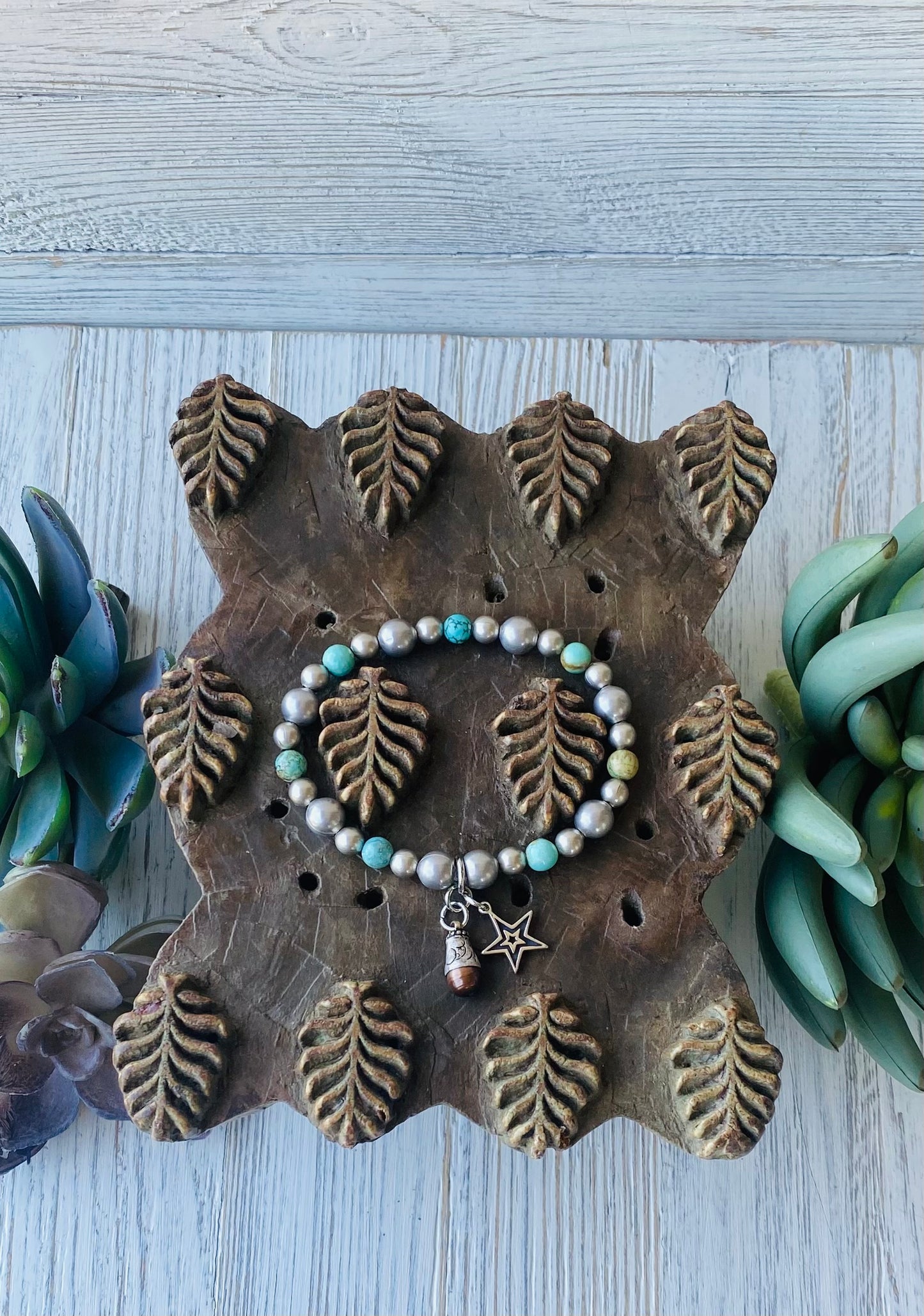 Silver Pearl & Peruvian Stretch Bracelet
