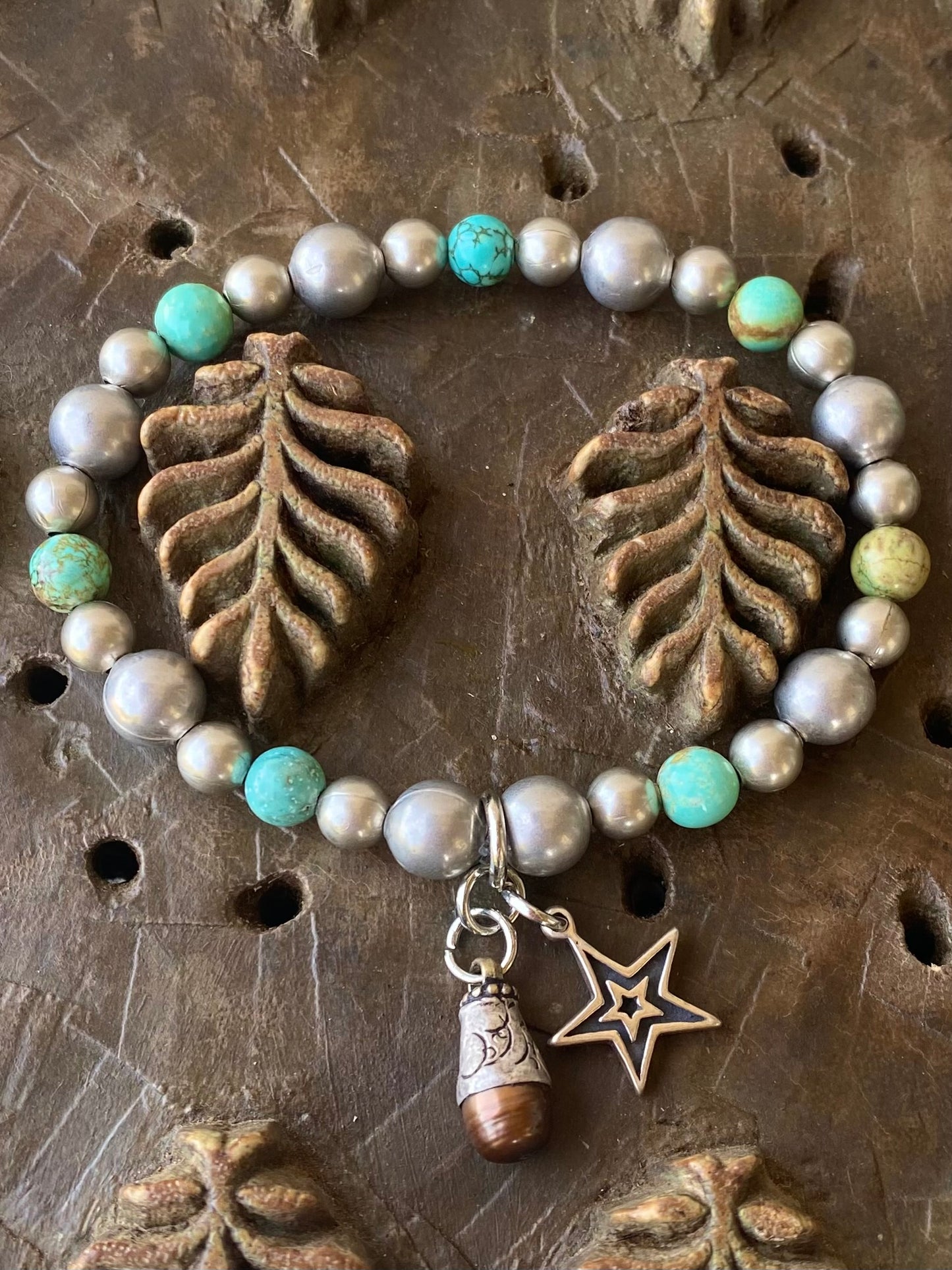 Silver Pearl & Peruvian Stretch Bracelet
