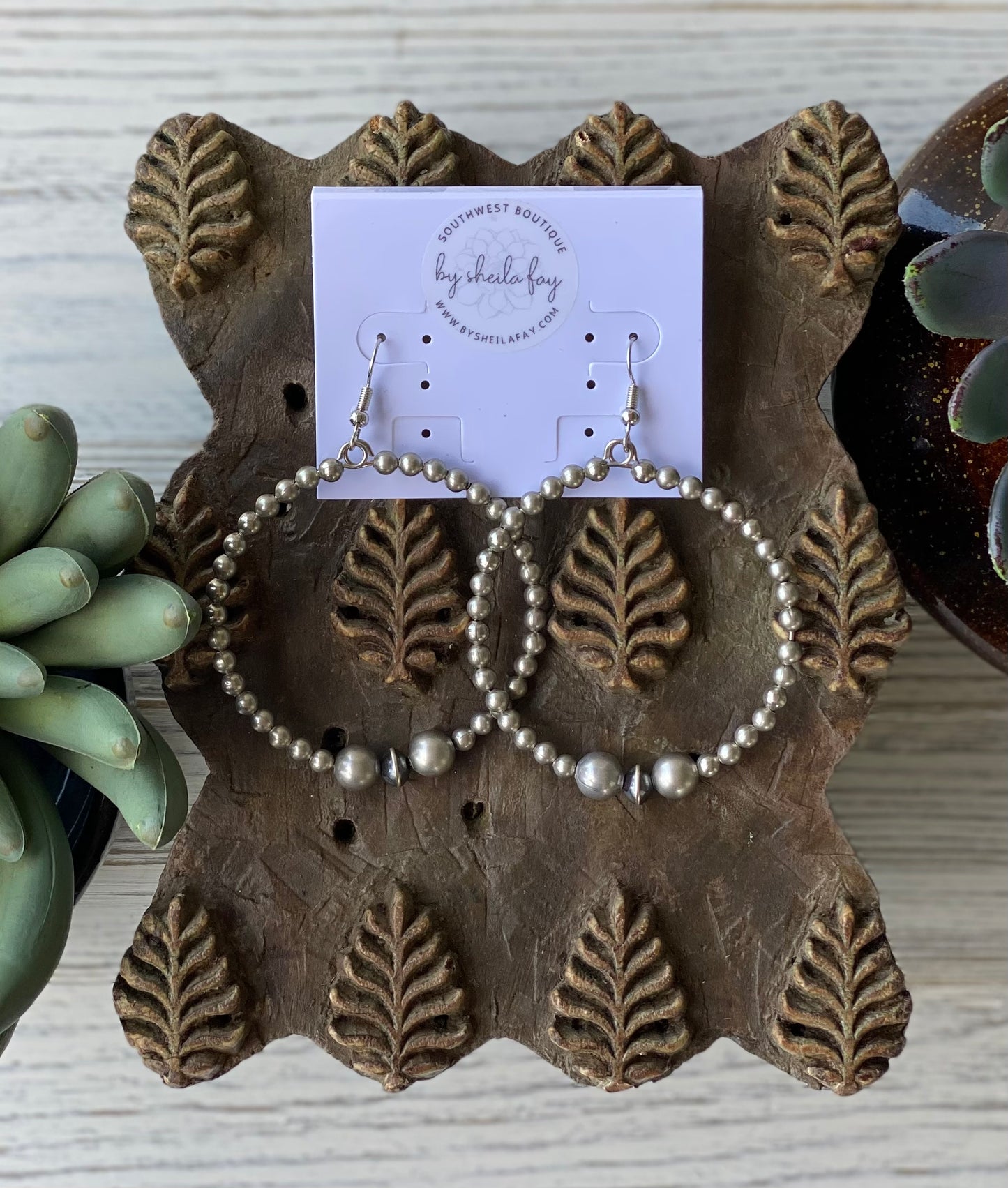 Silver Pearl & Sterling Saucer Hoop Earrings