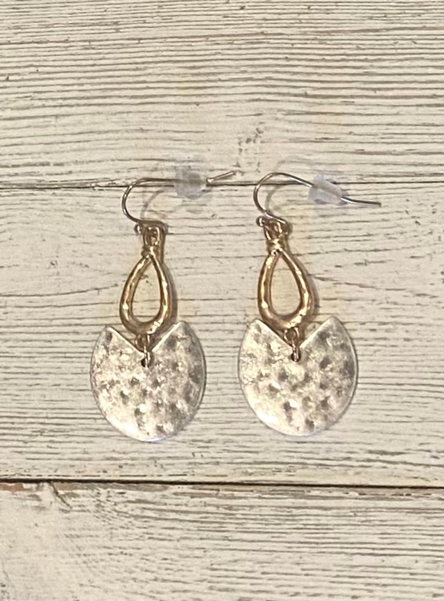 Wedge Cut Hammered Earrings. 3 colors