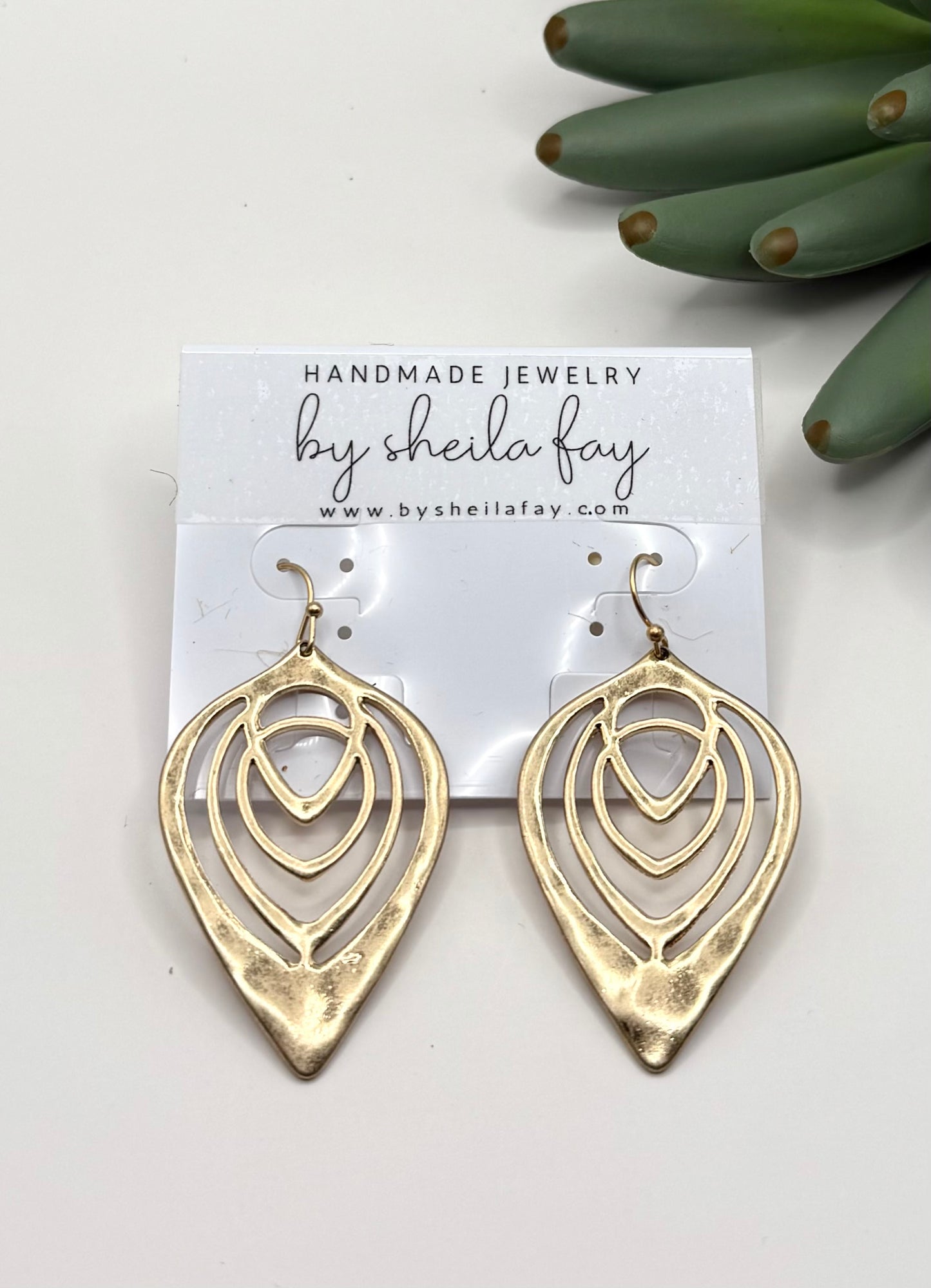 Textured Gold Teardrop Earrings