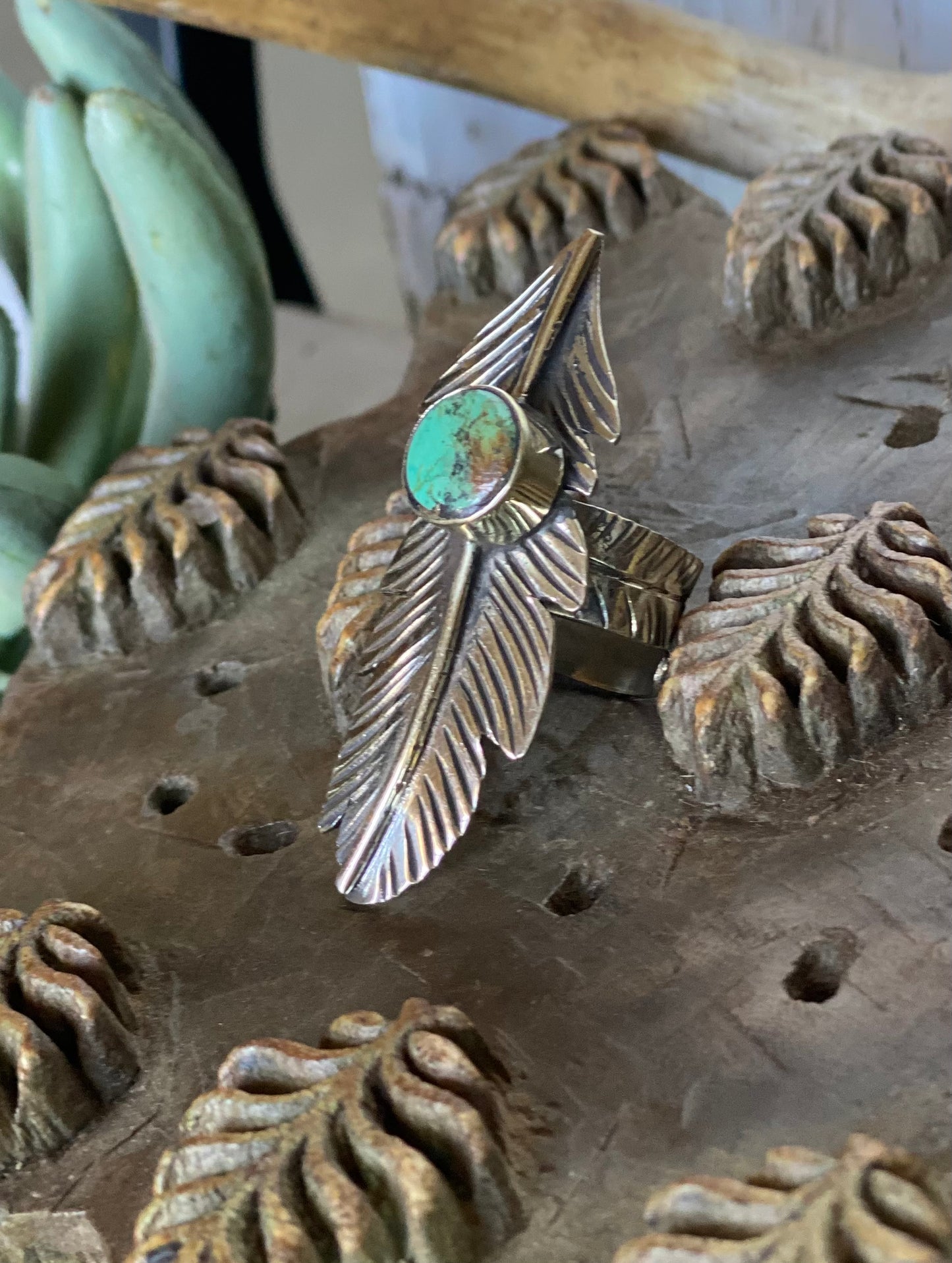 Turquoise Feather Ring