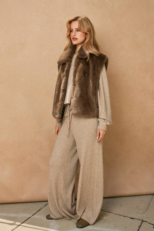 Wind Whispers Faux Fur Collared Vest