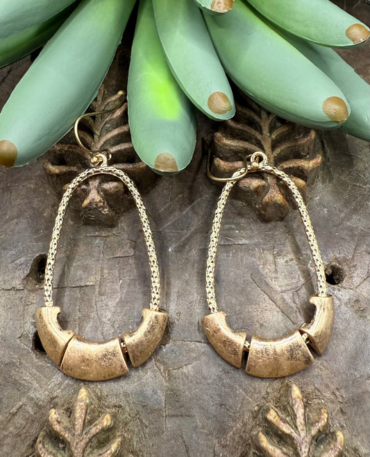Gold Bar Hoop Earrings