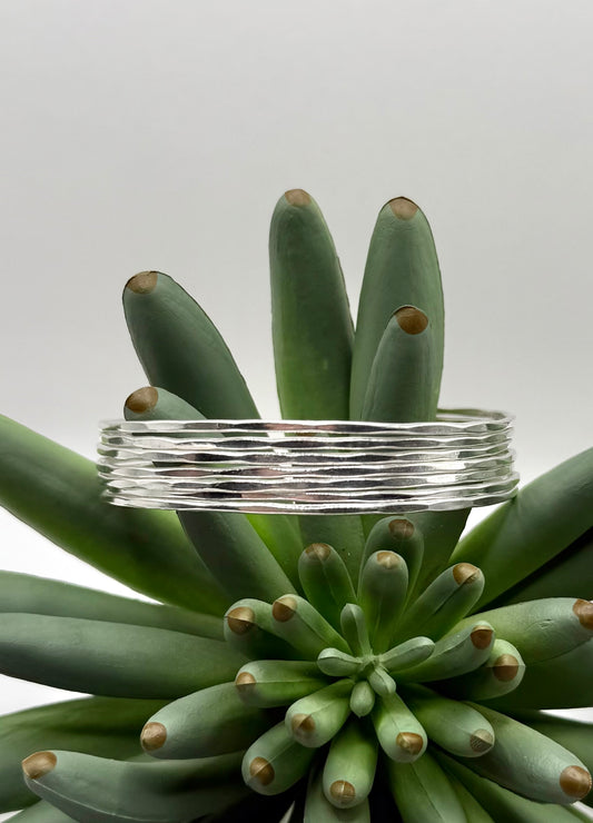 7 Bar Hammered Bracelet - Gold or Silver