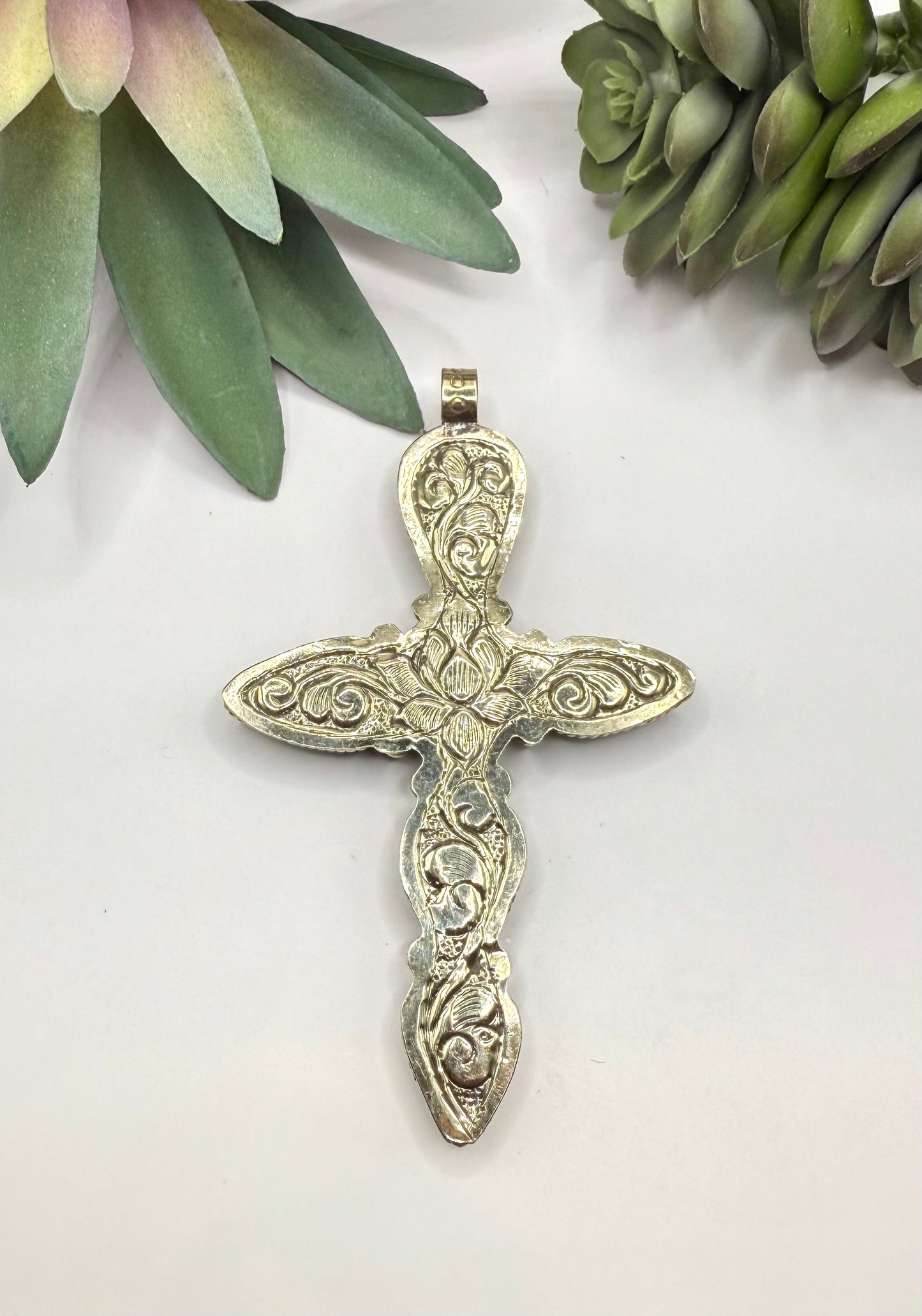 Bold Turquoise Nugget Cross Pendant