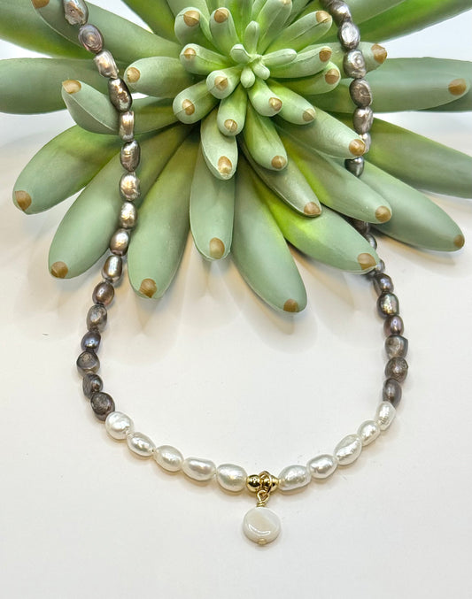 Freshwater Pearl & Shell Drop Necklace