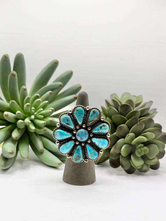 Blooming Blue Turquoise Ring