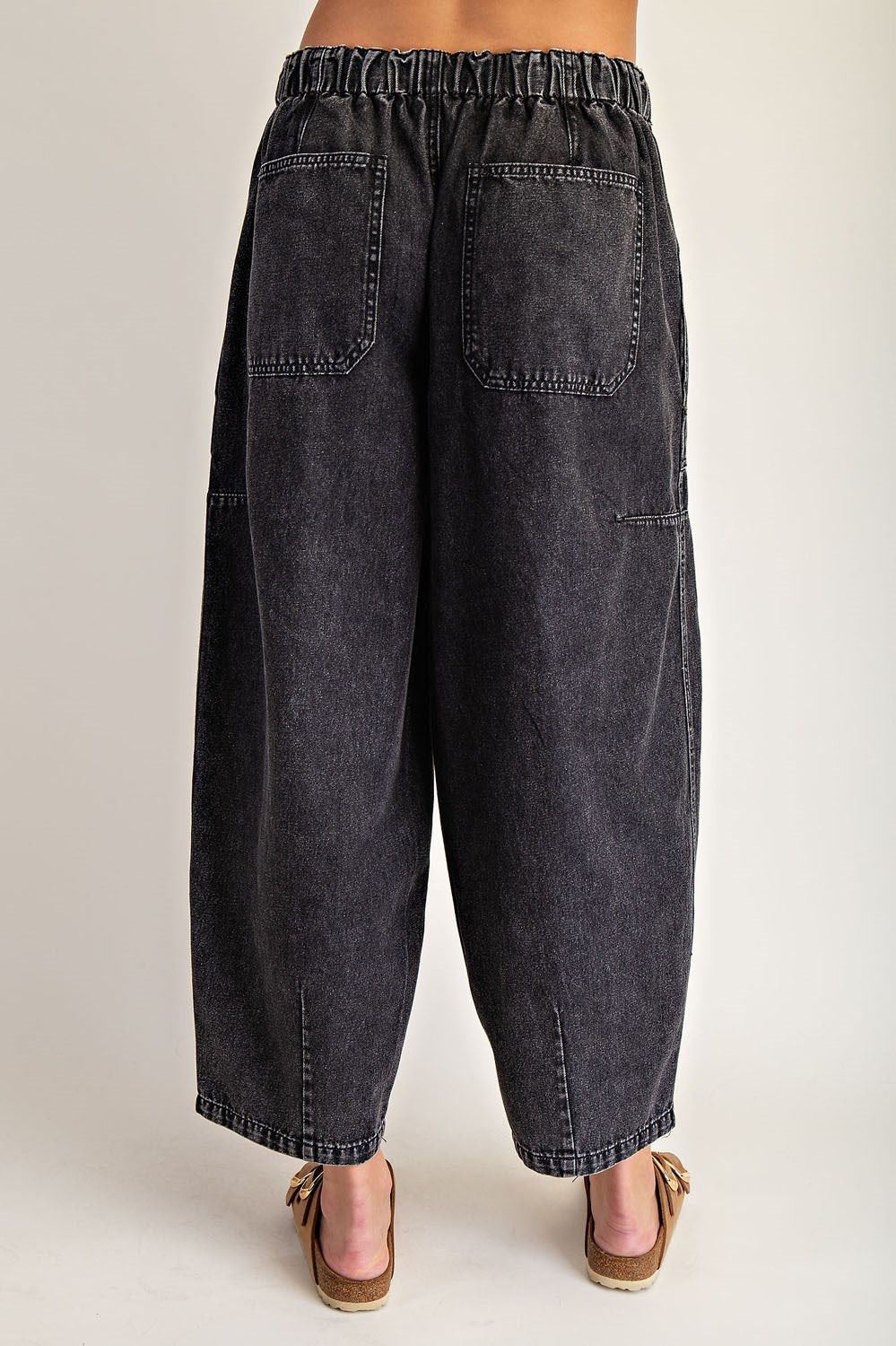 Black Denim Cropped Pants