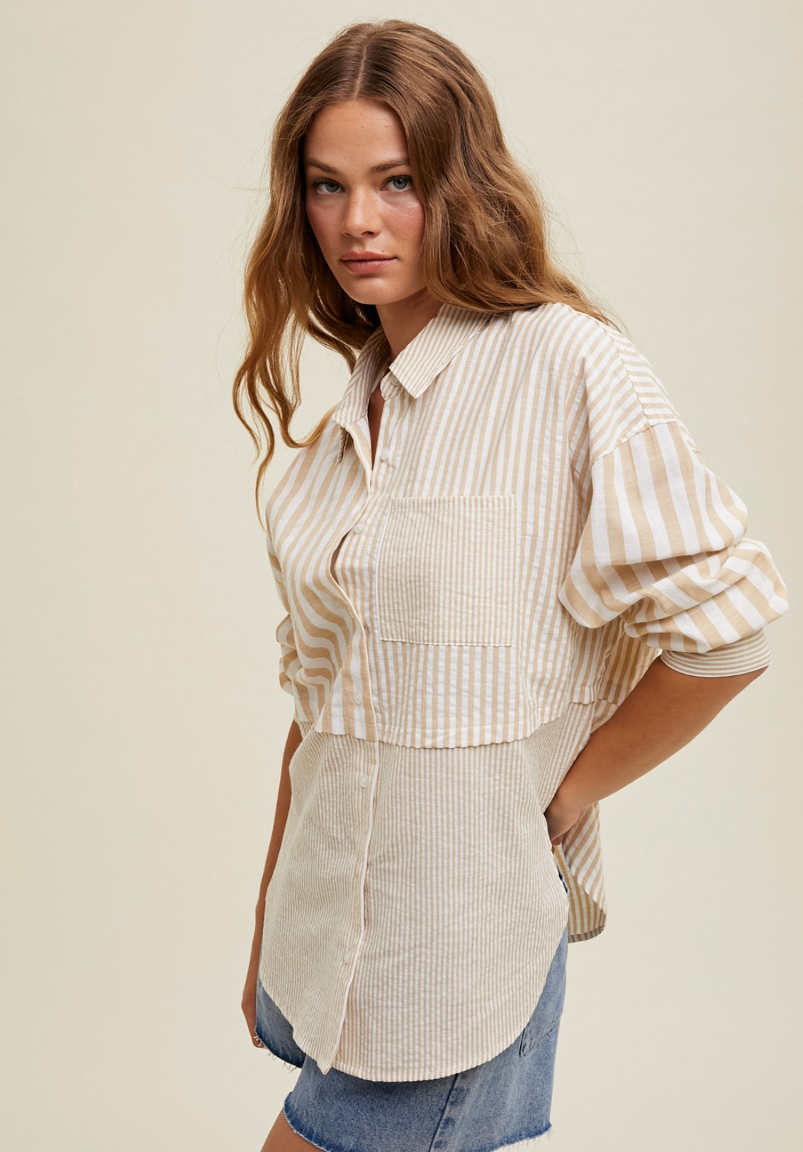 Stripe Block Button Down