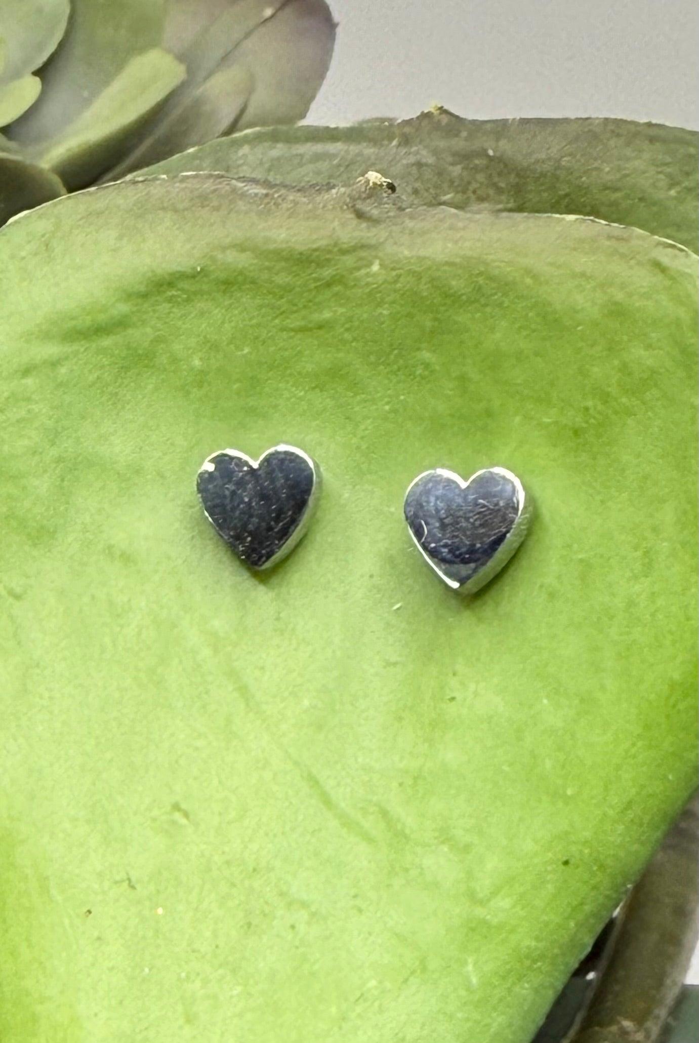 Tiny Heart Shape Stud Earrings - Gold or Silver
