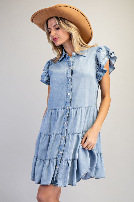 Snow Washed Denim Dress