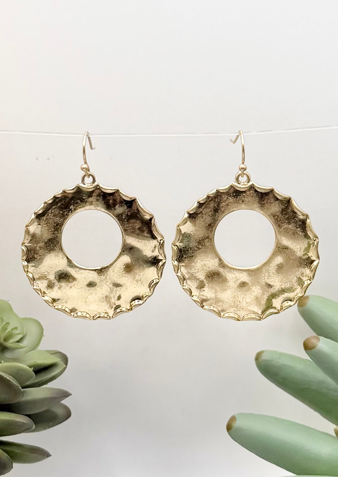 Textured Edge Hoop Earrings - Gold or Silver