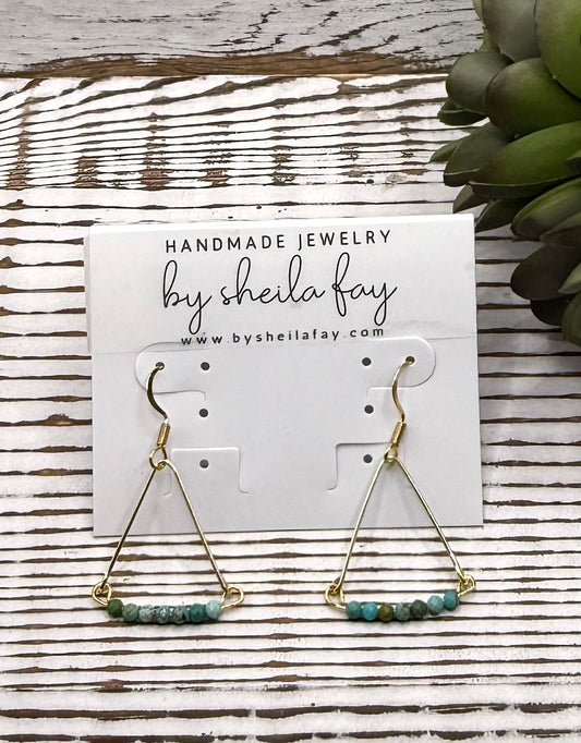 Delicate Gold & Turquoise Triangle Earrings