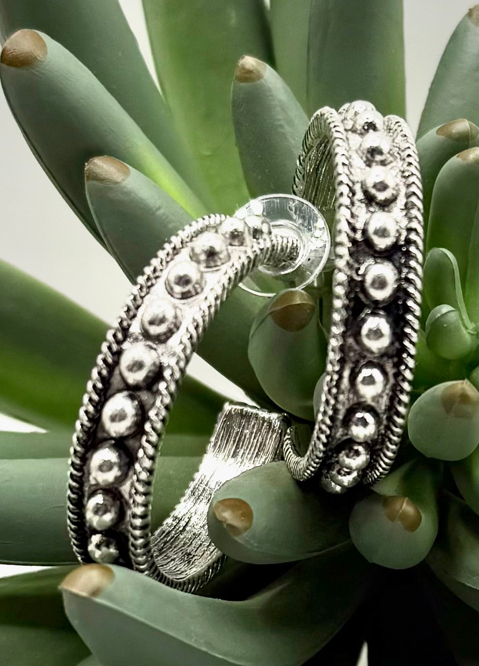 Raised Dot Hoop Earrings