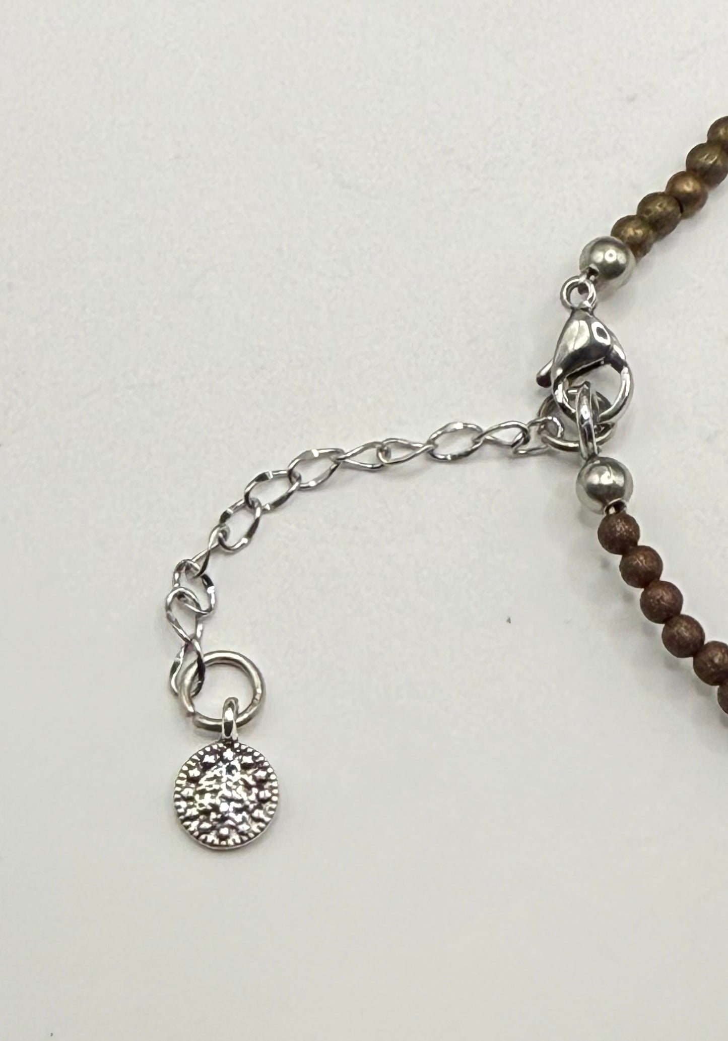 Turquoise & Brown Silver Cross Necklace