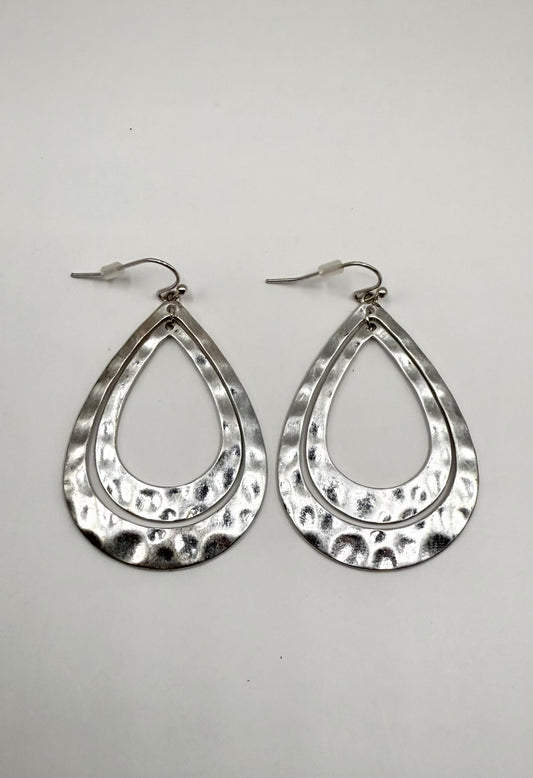 Double Hoop Hammered Earrings