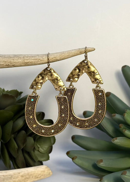 Rainbow Crystal Horseshoe Earrings