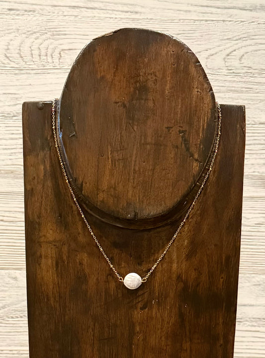Delicate Gold & Pearl Coin Necklace