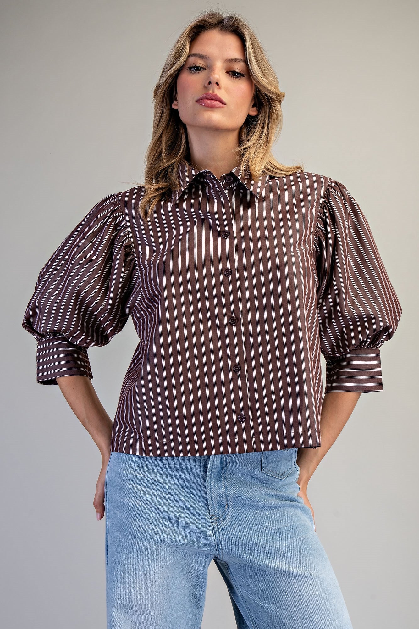 Striped Button Down Blouse