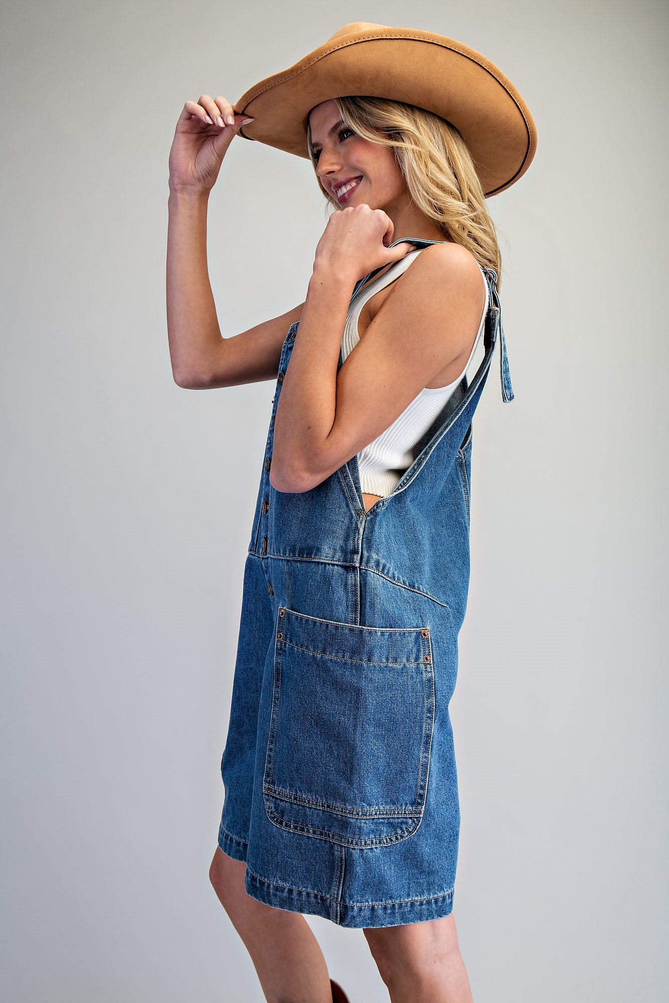 Button Down Front Pocket Romper