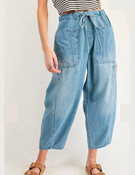 Wide Leg Crop Denim Pants