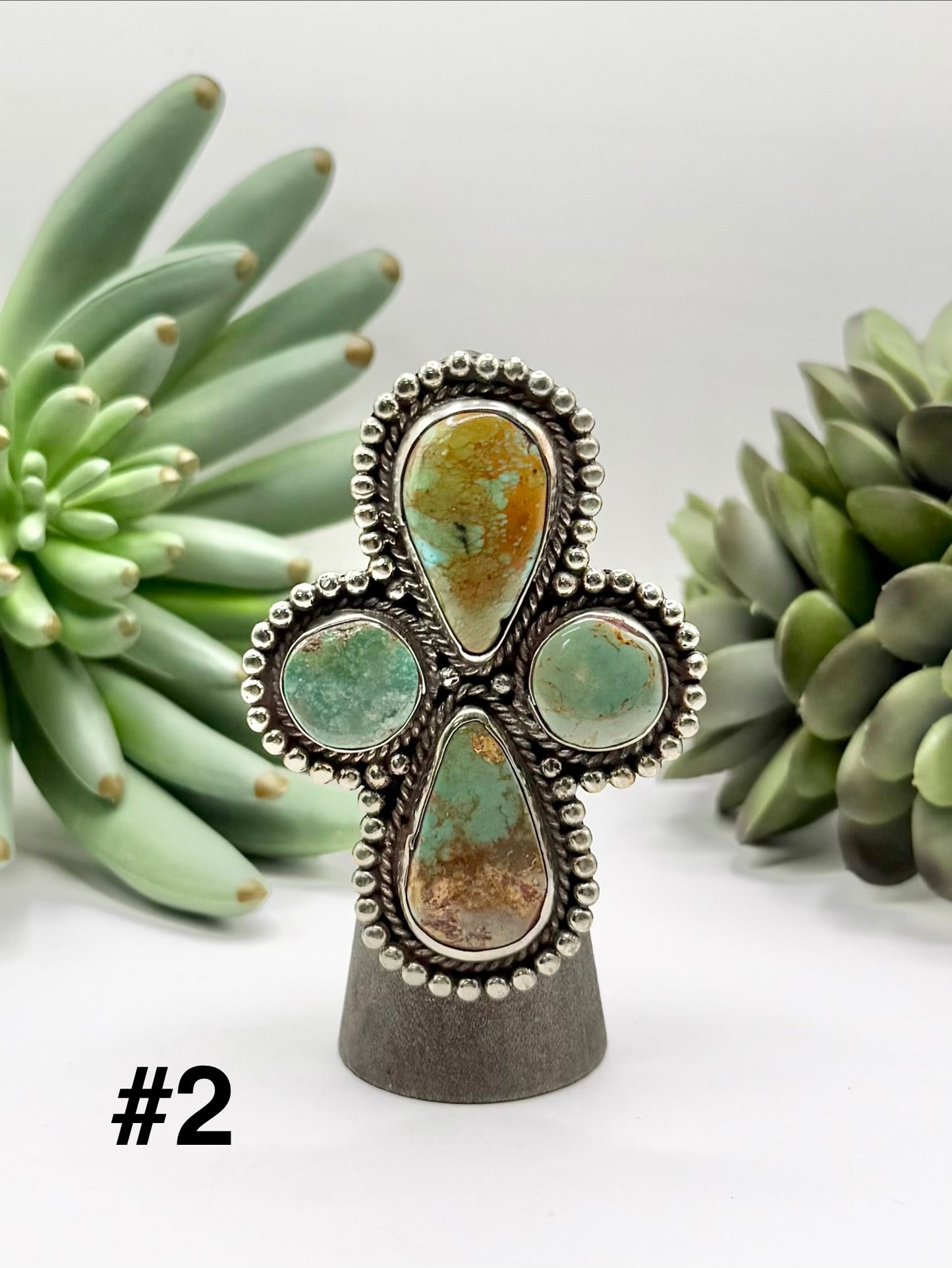 Bold Turquoise Cross Ring