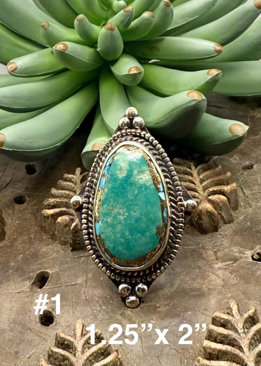 Gold Infused Pointed Turquoise Ring