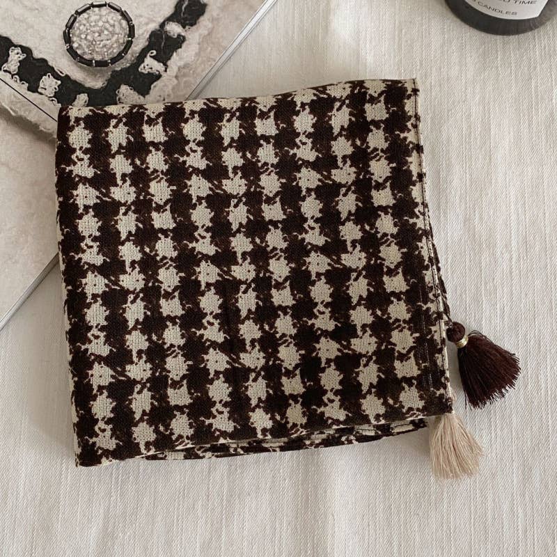 Retro-Print Fringed Pendant Scarf Headscarf