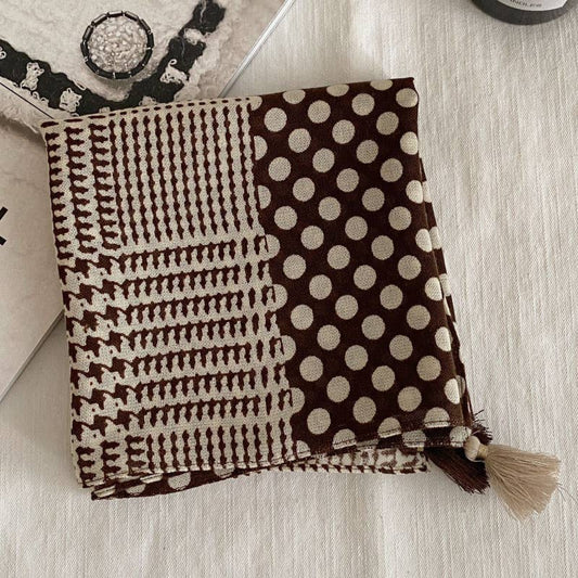 Retro-Print Fringed Pendant Scarf Headscarf