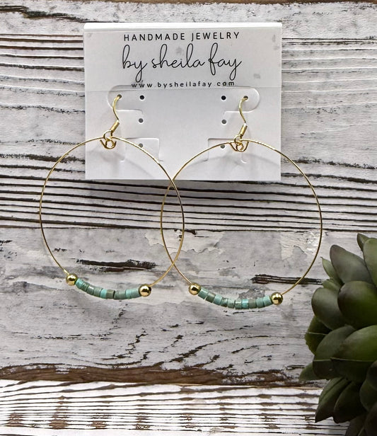 Delicate Gold & Heishi Bead Hoop Earrings