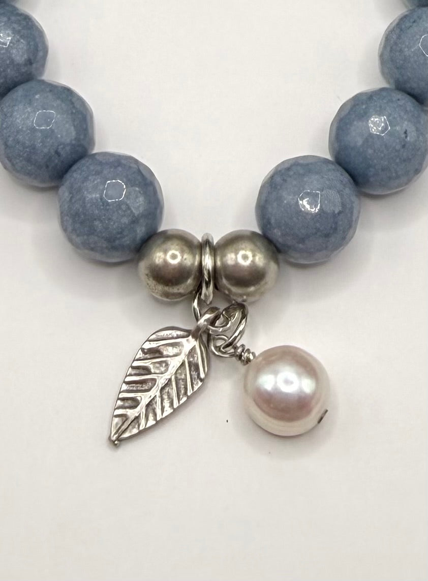 Large Bead Denim Blue Jade Bracelet