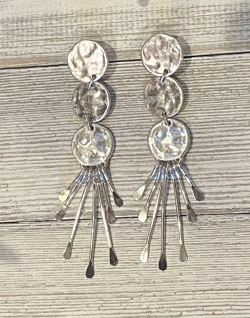 Hammered Coin Starburst Earrings - 2 Colors