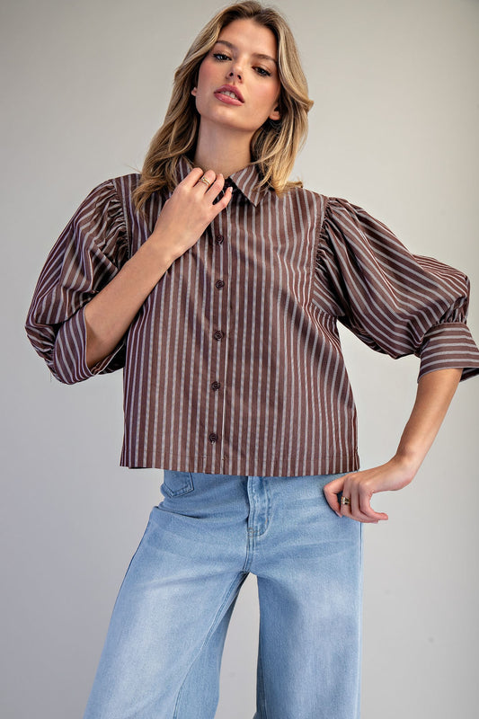 Striped Button Down Blouse