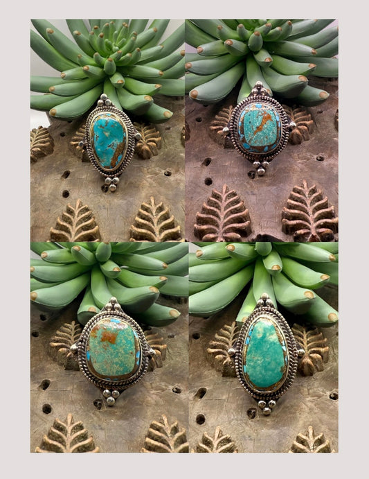 Gold Infused Pointed Turquoise Ring