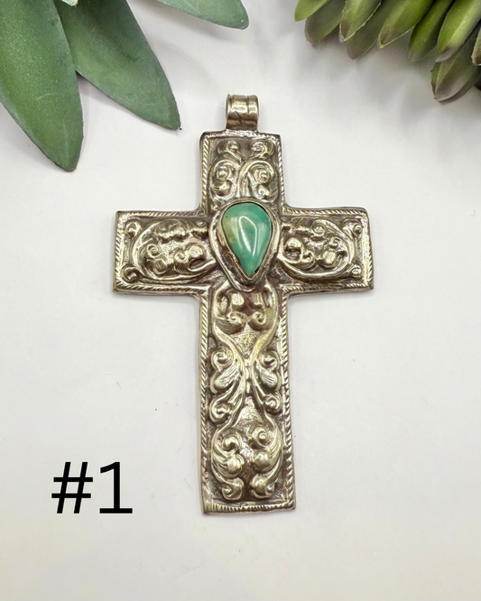 Intricate Silver & Turquoise Pendant