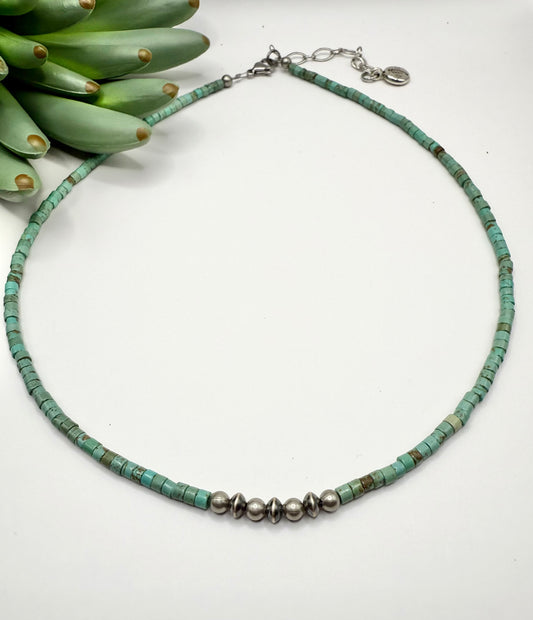 Heishi & Silver Pearl Necklace