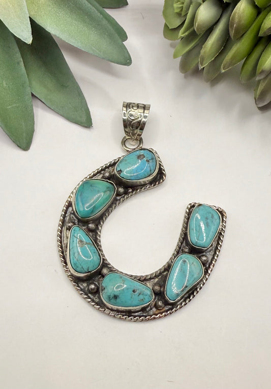 Turquoise Horseshoe Pendant