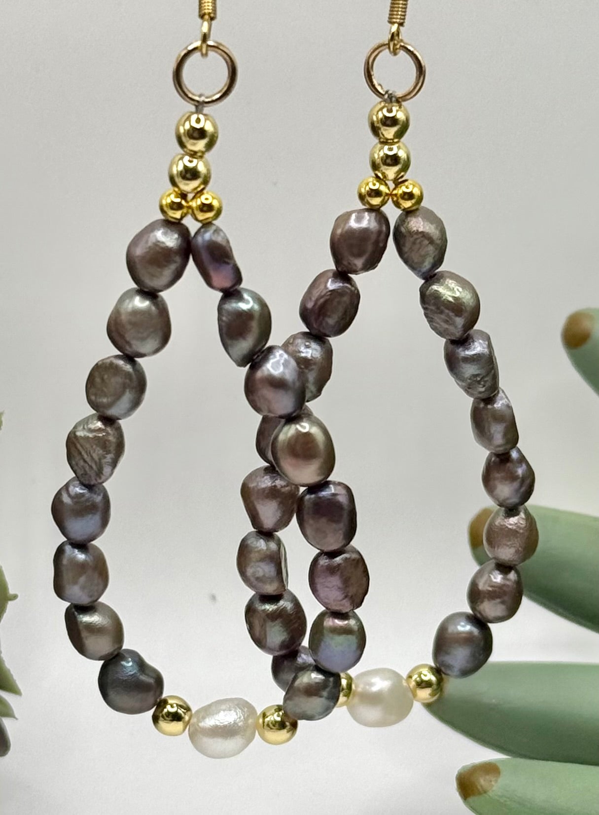 Freshwater Peacock Pearl Hoop Earrings