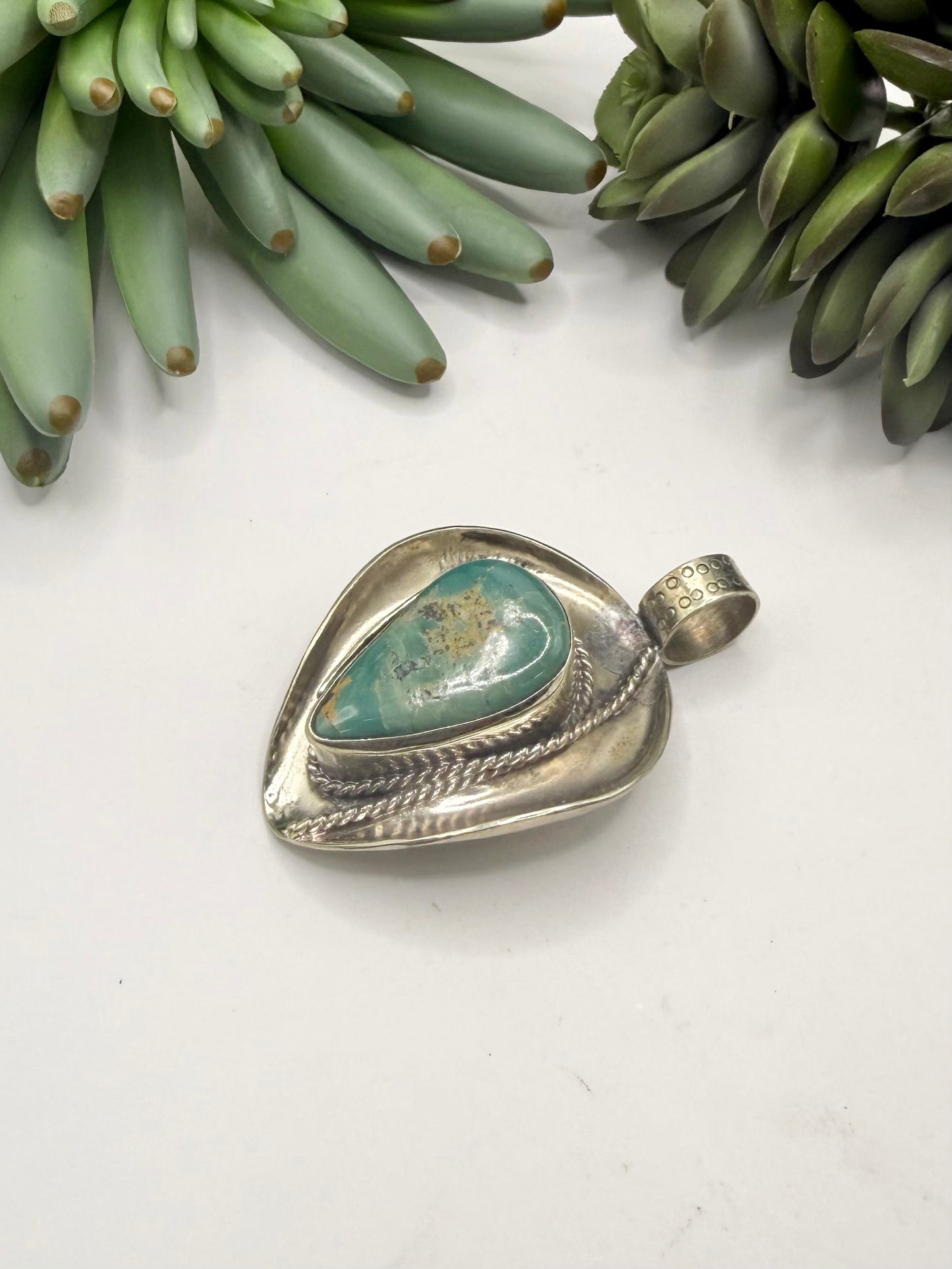 Western Hat Turquoise Pendant