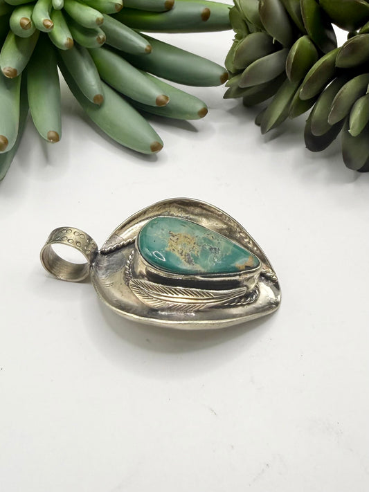 Western Hat Turquoise Pendant