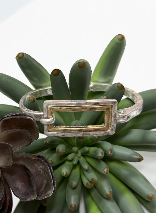 Mix Metal Rectangle Hook Bracelet