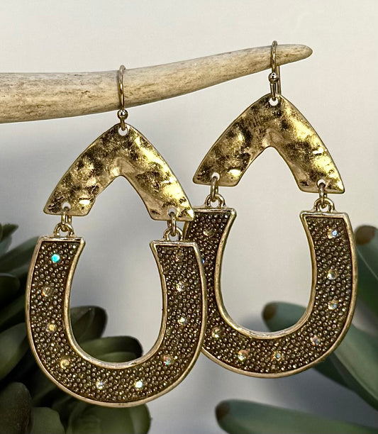 Rainbow Crystal Horseshoe Earrings