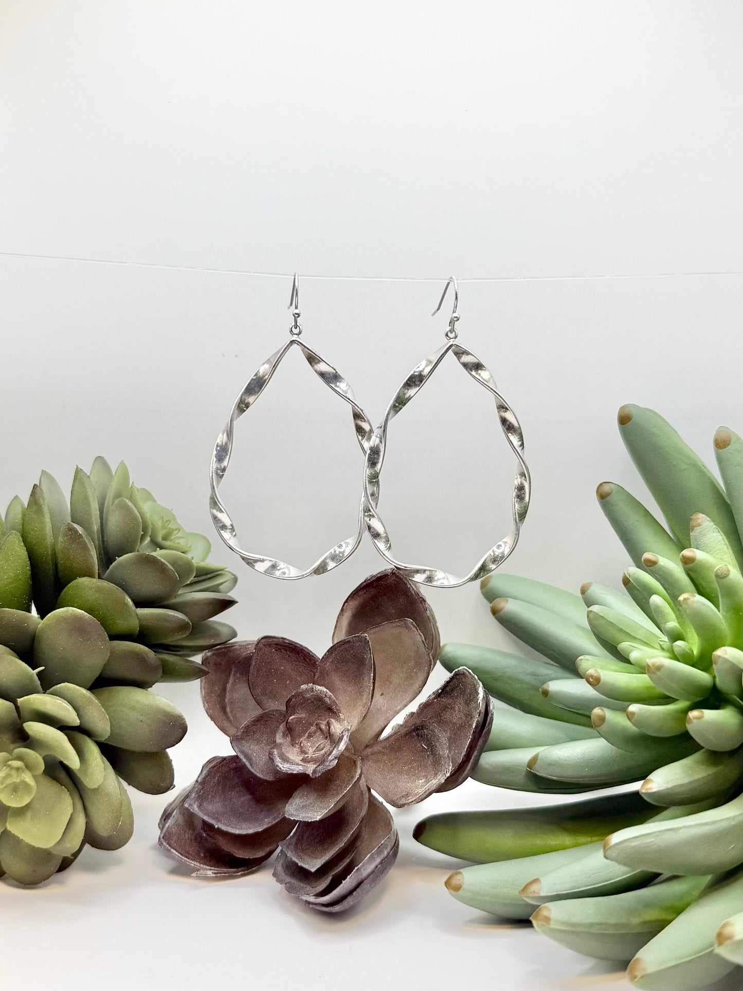 Twisted Silver Teardrop Earrings