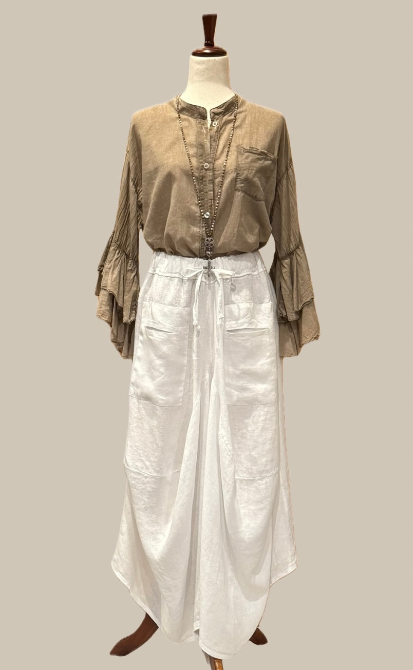 Cropped Linen Loose-Fit Pant